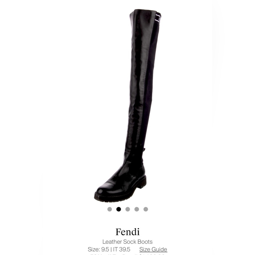 .  Fendi  Leather Over-The-Knee Sock Boots - Picture 2 of 9